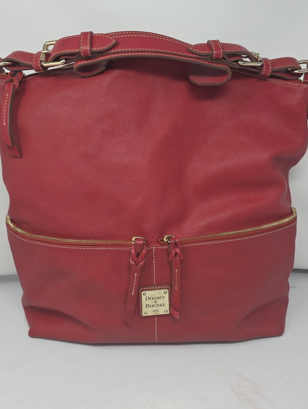 DOONEY & BOURKE LARGE RED PEBBLE LEATHER DILLEN HOBO BAG